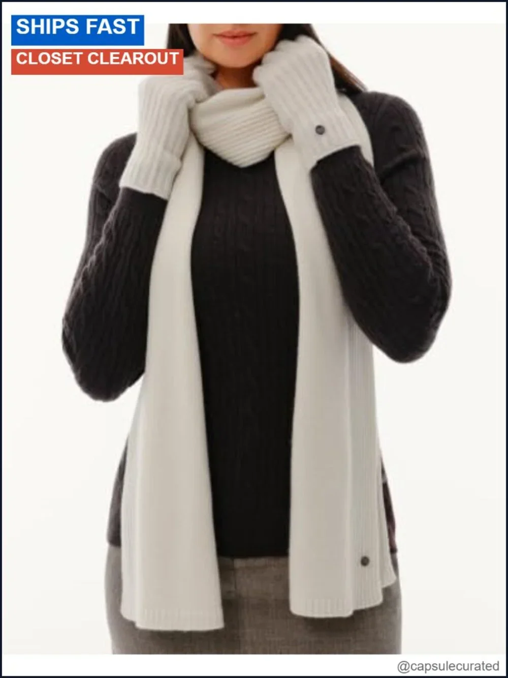100% Pure Cashmere Ribbed Knit Scarf for Women Lightweight Winter Wrap